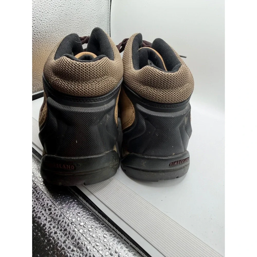 Timberland Mens 9.5M Leather Hiking Boots Tan Black Mid Top 87629 ACT